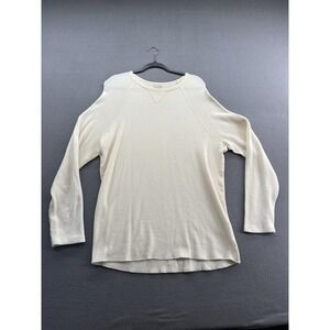 Baldwin Kansas City Thermal Shirt Mens Large Ivory Waffle Knit Crewneck Made USA